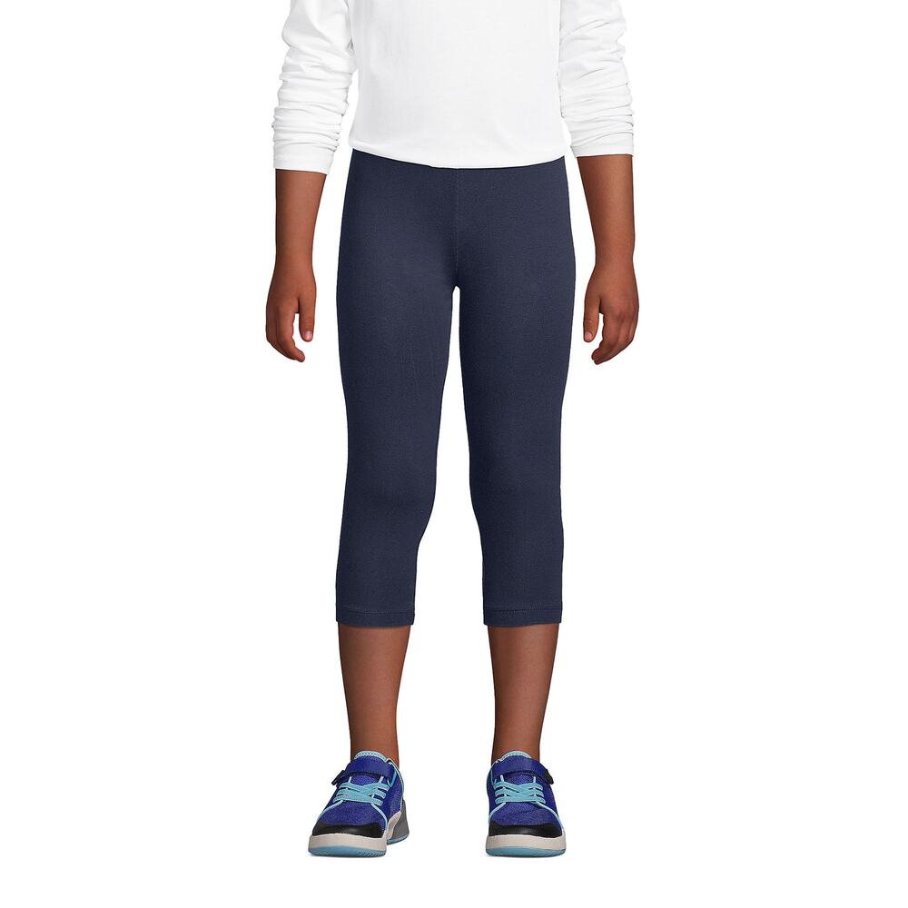NWT Lands' End Tough Cotton Capri Leggings Deep Sea Navy Blue Girls Size Medium